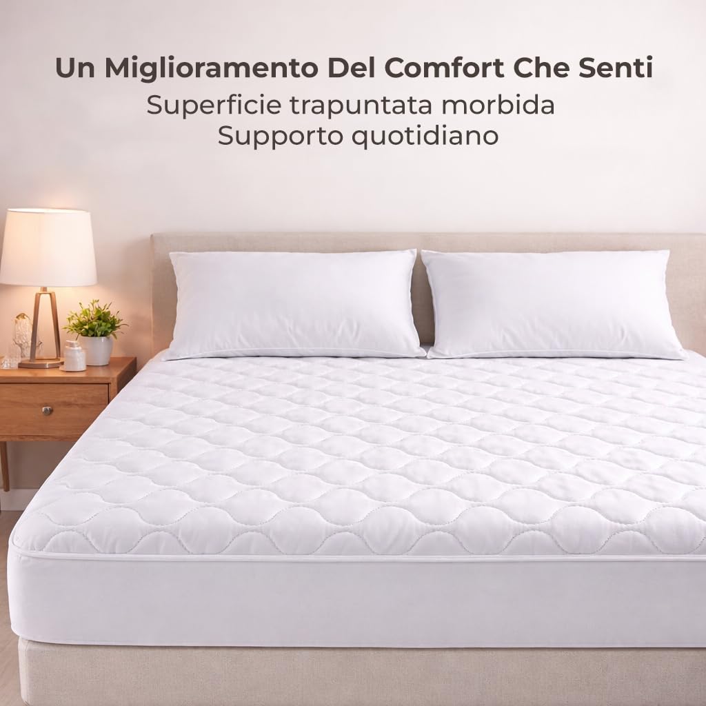 LivinEase Coprimaterasso Matrimoniale 200x200 Trapuntato - Altezza Fino a 30 cm con Elastico Tutto Intorno - Copri Materasso 200x200 - Oeko-Tex e Traspirante - Non Impermeabile