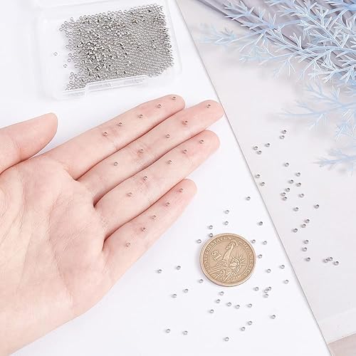 Miniatura 2 de UNICRAFTALE Alrededor de 800 cuentas redondas lisas de 0.079 pulgadas, cuentas espaciadoras de acero inoxidable 304 cuentas sueltas de metal para