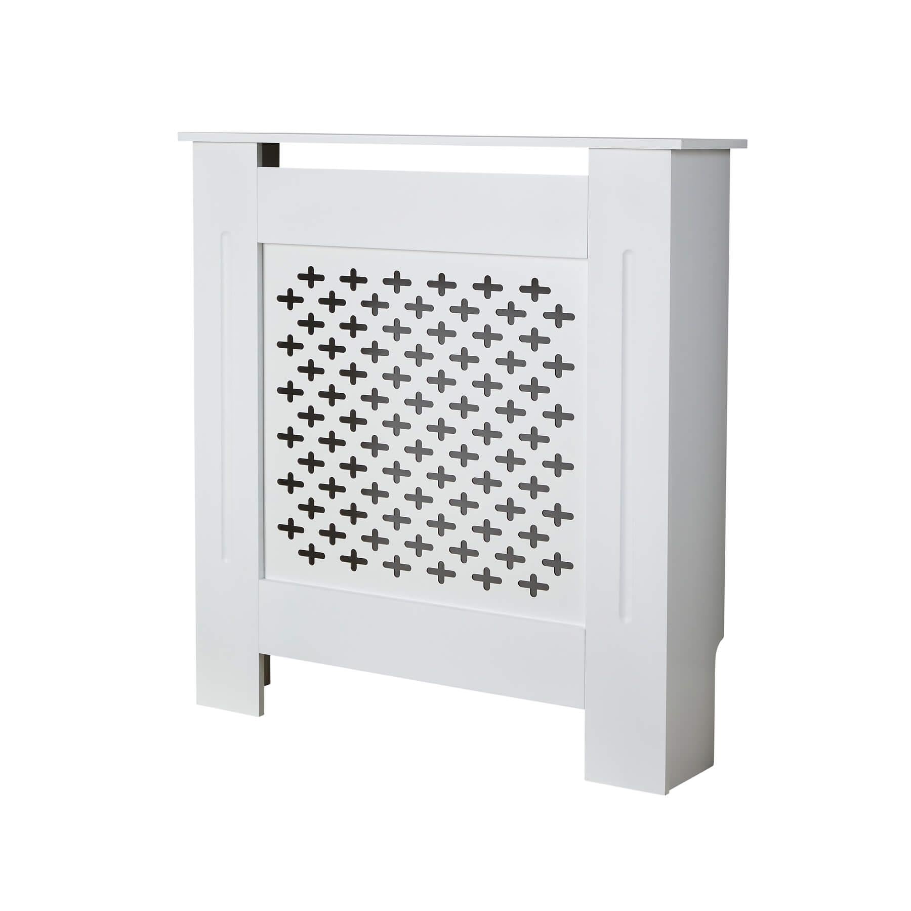 Home Source Radiator Cover Wooden Wall Cabinet Shelf Decorative Grill, White, Small 78cm