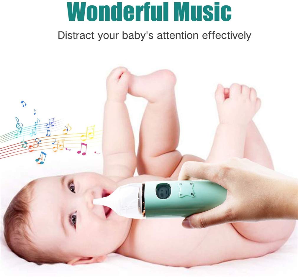Eléctrica Aspirador Nasal, Nariz Del Bebé Del Lechón Con Música Y Pantalla LCD, Claro Congestión Narices Rápidamente Y Suavemente Seguridad Higiénica, Para Los Recién Nacidos Y Niños Pequeños,Verde