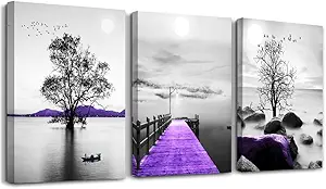 Canvas Wall Art For Living Room Canvas Wall Decorations For Bedroom Large Size Modern Wall Decor Painting Black And White Canvas Pictures Artwork Purple Scenery Canvas Art Prints Dormitory Decor