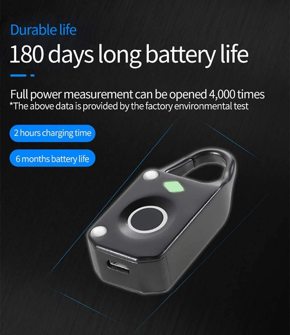 Cadenas à Empreintes digitales, Verrouillage Intelligent, IP67 réel étanche imperméable, verrou biométrique clé pour la Porte extérieure, Gymnase, Sports, vélo, école, Armoire, Porte, Garage et