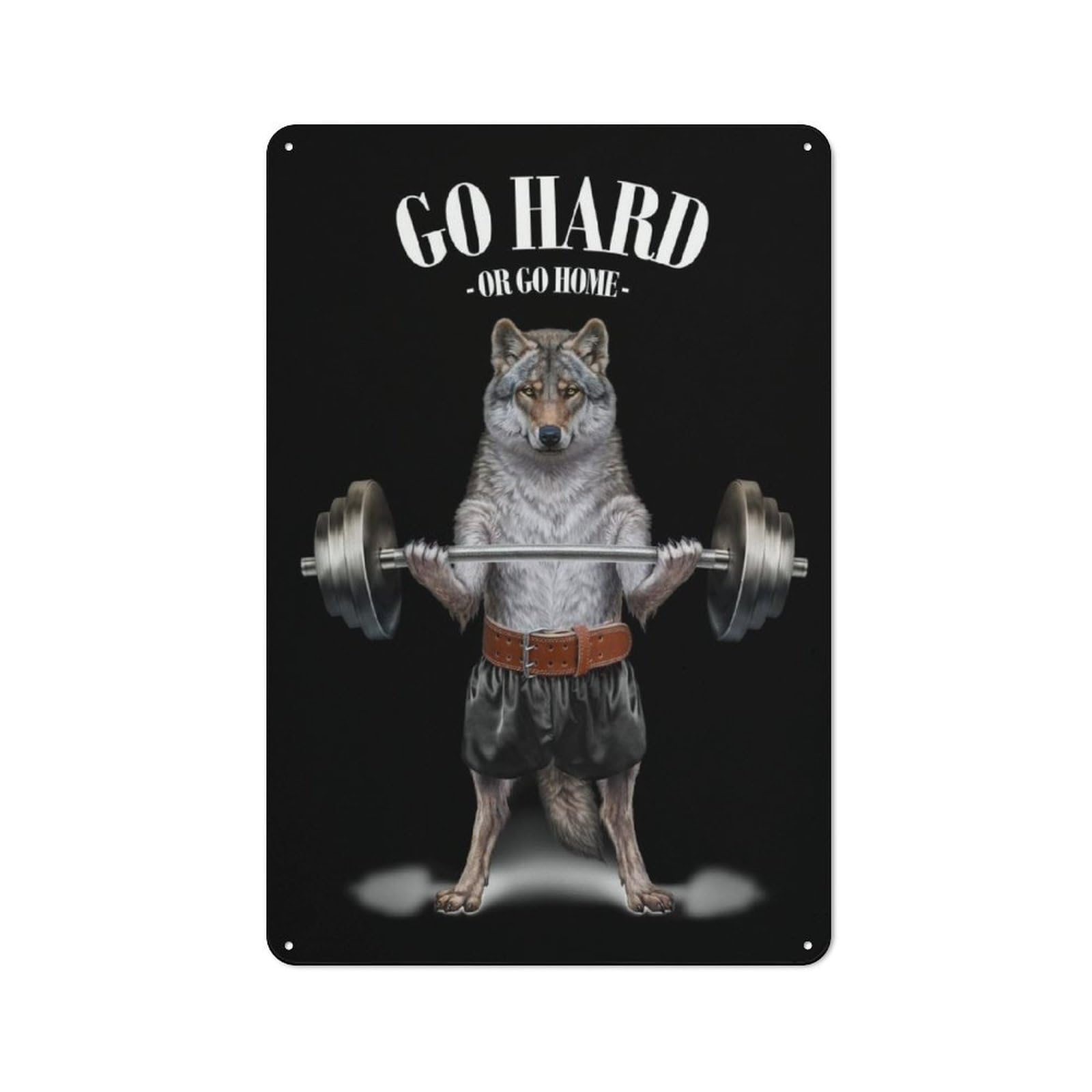 Metal Wall Sign 30x20cm Featuring Timber Wolf Weightlifting for Workshop Wall, Suited to Metal Sign Collectors