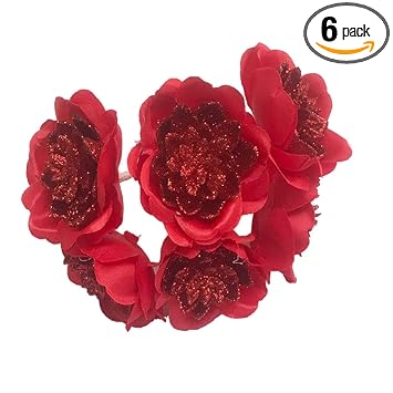 GadinFashion? Artificial Flower Hair Pin/Juda Pin For Wedding Women/Girls Pack-06,Color-Red