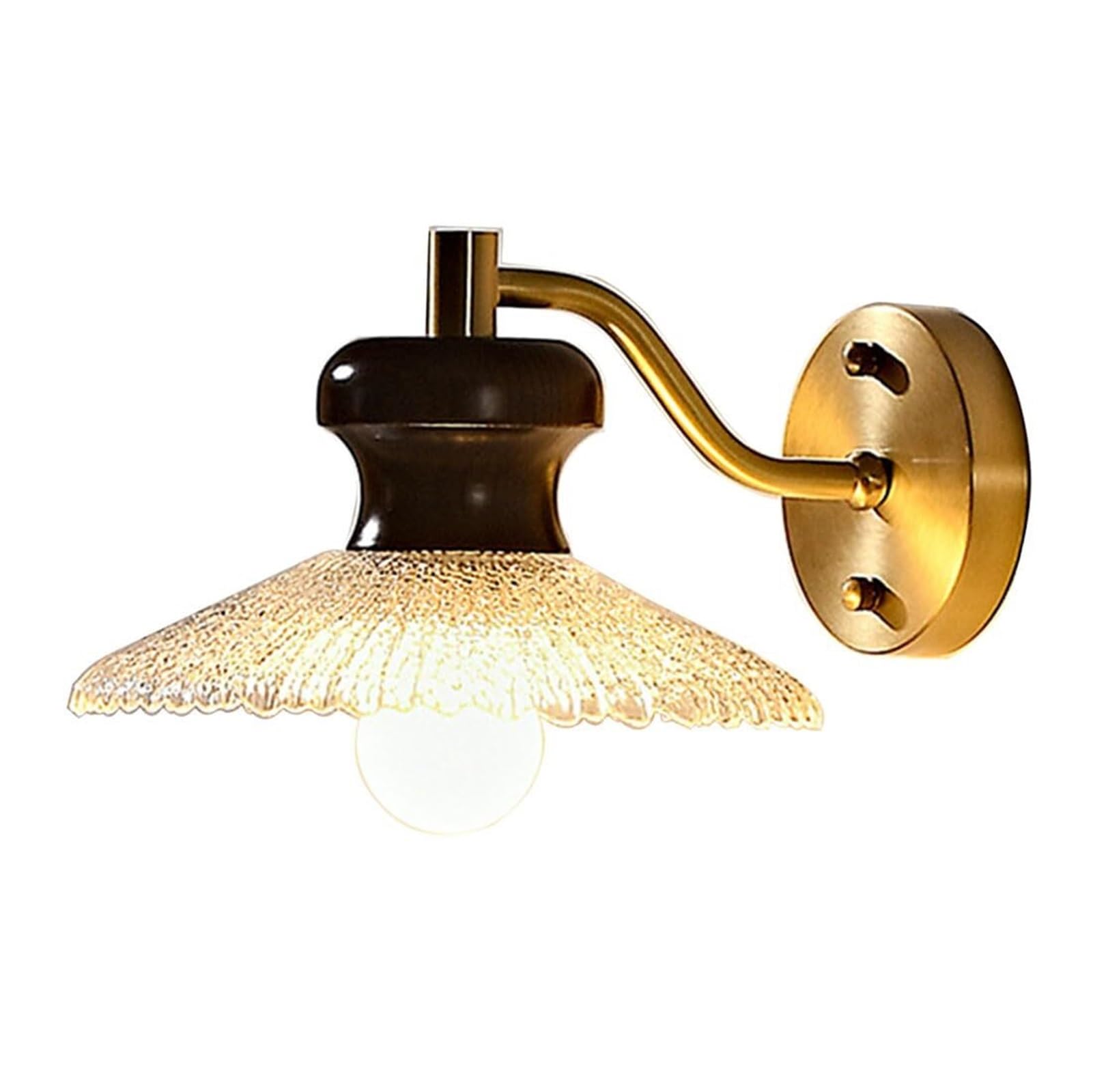 HUAYUSEDF Industrial Flower Glass Retro E27 Copper Wall Sconce for Bedroom Bedside Living Porch Entrance Restaurant