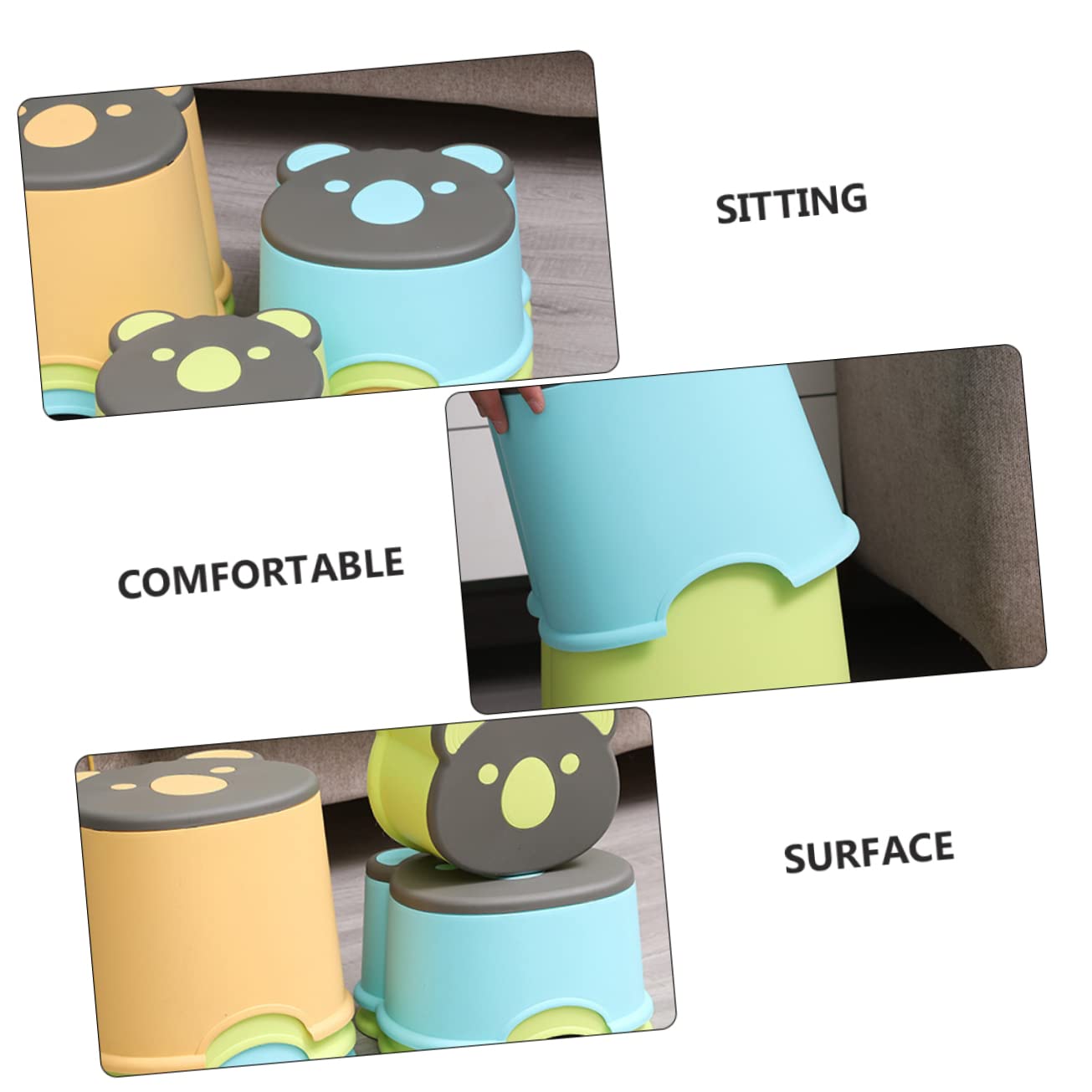 Garneck Small Low Stool Home Plastic Children Stool Non-Skid Footstool Cartoon Design Easy to Use Carry