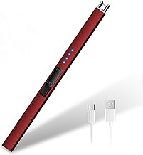 USB Rechargeable Electric Candle Lighter with Type C Port, Windproof Long Arc for Candle, Gas Cooker, Barbecue (Rot)