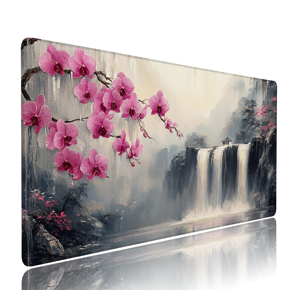 Tappetino Mouse Gaming xxl Accessori Scrivania Ufficio Bianco Autunno Grande Tappetino Mouse e Tastiera Sottomano da Scrivania 1200x600x3mm Base Antiscivolo, per PC Gamer Laptop Studio Casa d-48