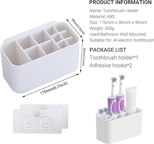 Miniatura 6 de Soportes para cepillos de dientes para baño, montado en la pared, organizador de cepillos de dientes familiares desmontables para cepillo de dientes