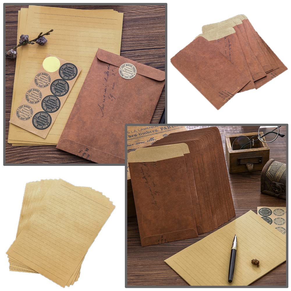 Foonary 33 Stück Vintage Briefpapier Set, Mit Umschlag - 15 A5 Edel