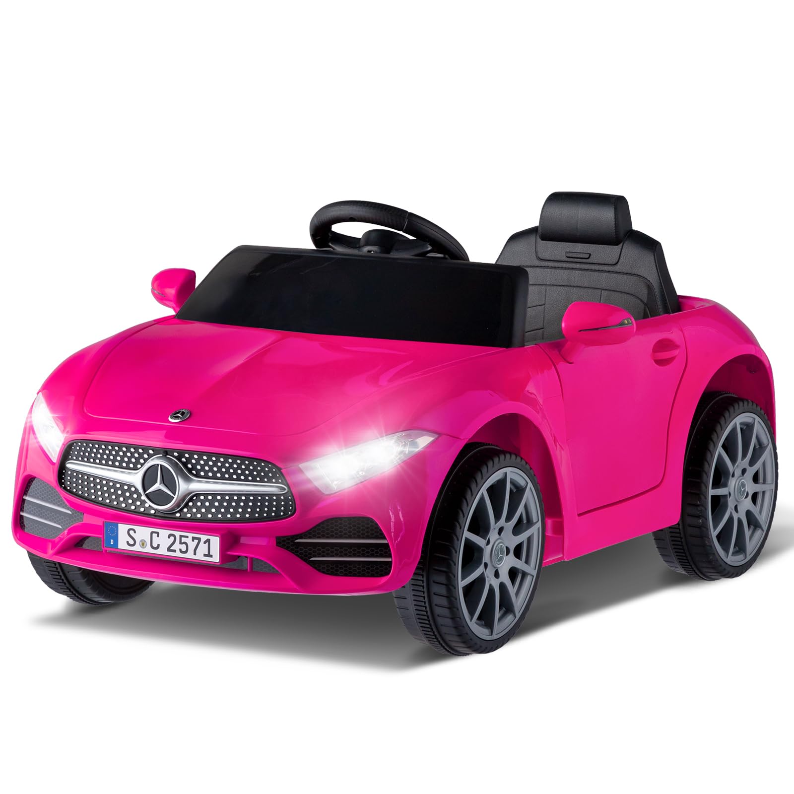 LALAHO Voitures électriques pour Enfants avec Véhicule Électrique 12V Télécommande 2.4G, Véhicule électrique Enfant 2 Portes avec MP3 (CLS Rose)