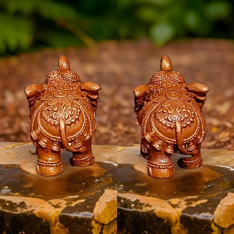 Image of Copper Idols India, 1 inches, Handmade Paired Elephant Idol 60 Gram, Patina Antique Finish, Pack of 2 Piece