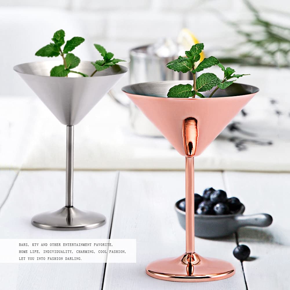 Pasuihcay Stainless Steel Martini Cocktail Glass High Base Wine Glass Unbreakable Wine Glass Metal Bar Champagne Glass Silver