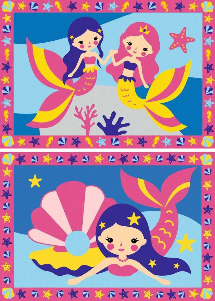 Ravensburger CreArt 23753 - Sirenas Encantadoras: Pintura por número para niños a Partir de 5 años, Set de Pintura con Marco, Pincel y Pinturas acrílicas, Regalo para niños y niñas