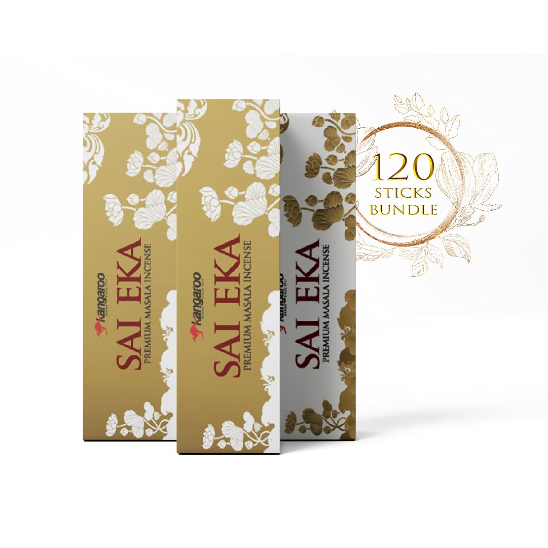 Sai Eka Premium Masala Incense Sticks | Hand-Rolled Floral Agarbatti for Pooja, Festivals & Aromatherapy | Natural Long-Lasting Fragrance | Pack of 3 Boxes (40 Sticks Each)