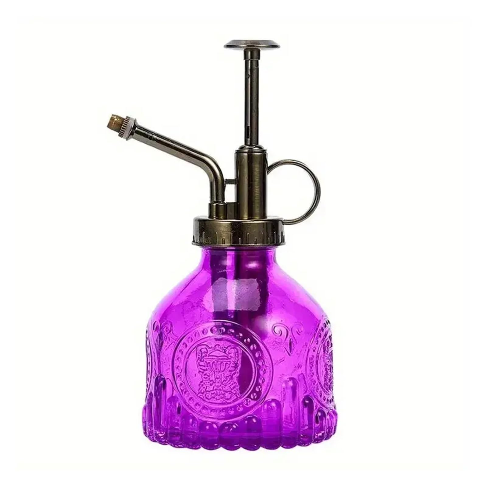1pc Glass Watering Spray Bottle, Vintage Bronze Plastic Top Pump Can Spary Plant Mister, For House Plants For Plant