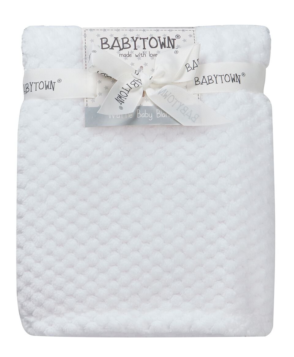 Babytown White Super Soft Waffle Baby Cot/Pram Blanket ~ 75 X 90Cm (White)