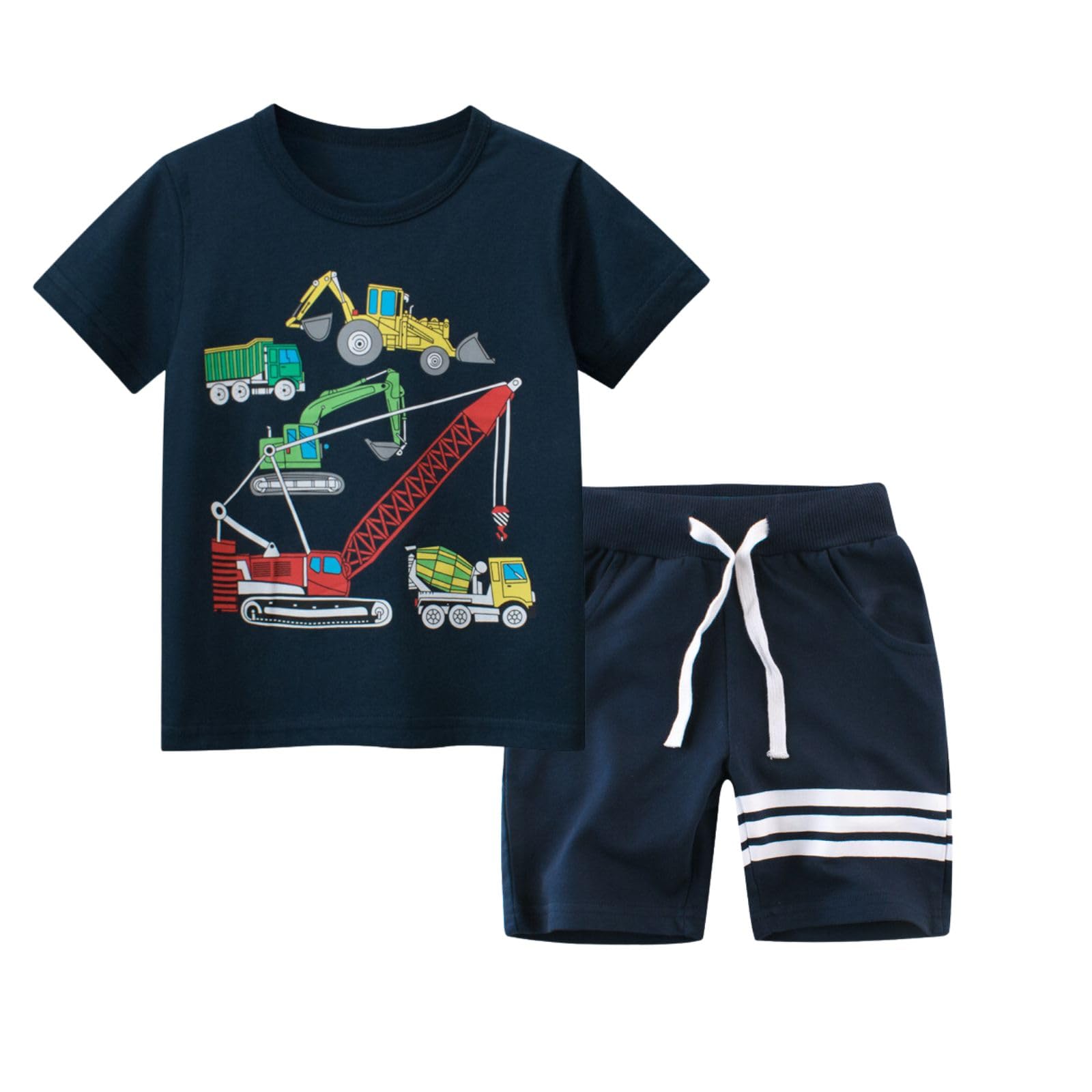 Toddler Boy Clothes Cartoon Cotton Summer Short Sleeve T-Shirt and Shorts Kids Outfit Set 2-7 Year