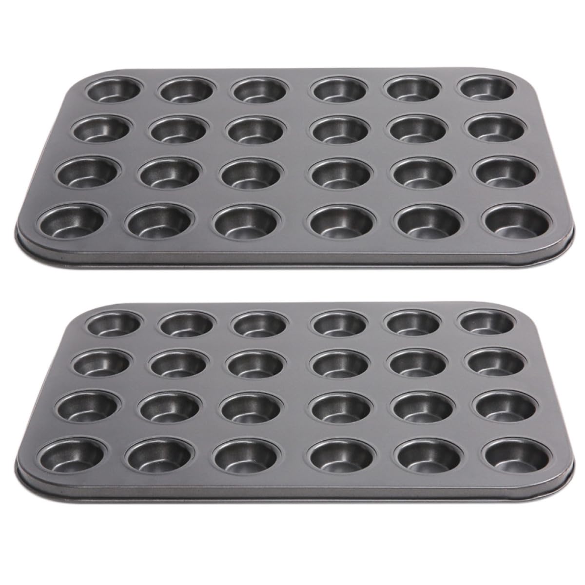 TOYANDONA Moldes Reutilizables para Muffins y Cupcakes 24 Cavidades Acero al Carbono Antiadherente Seguro para Hornear Casero 2 Piezas Uso Doméstico Cocina