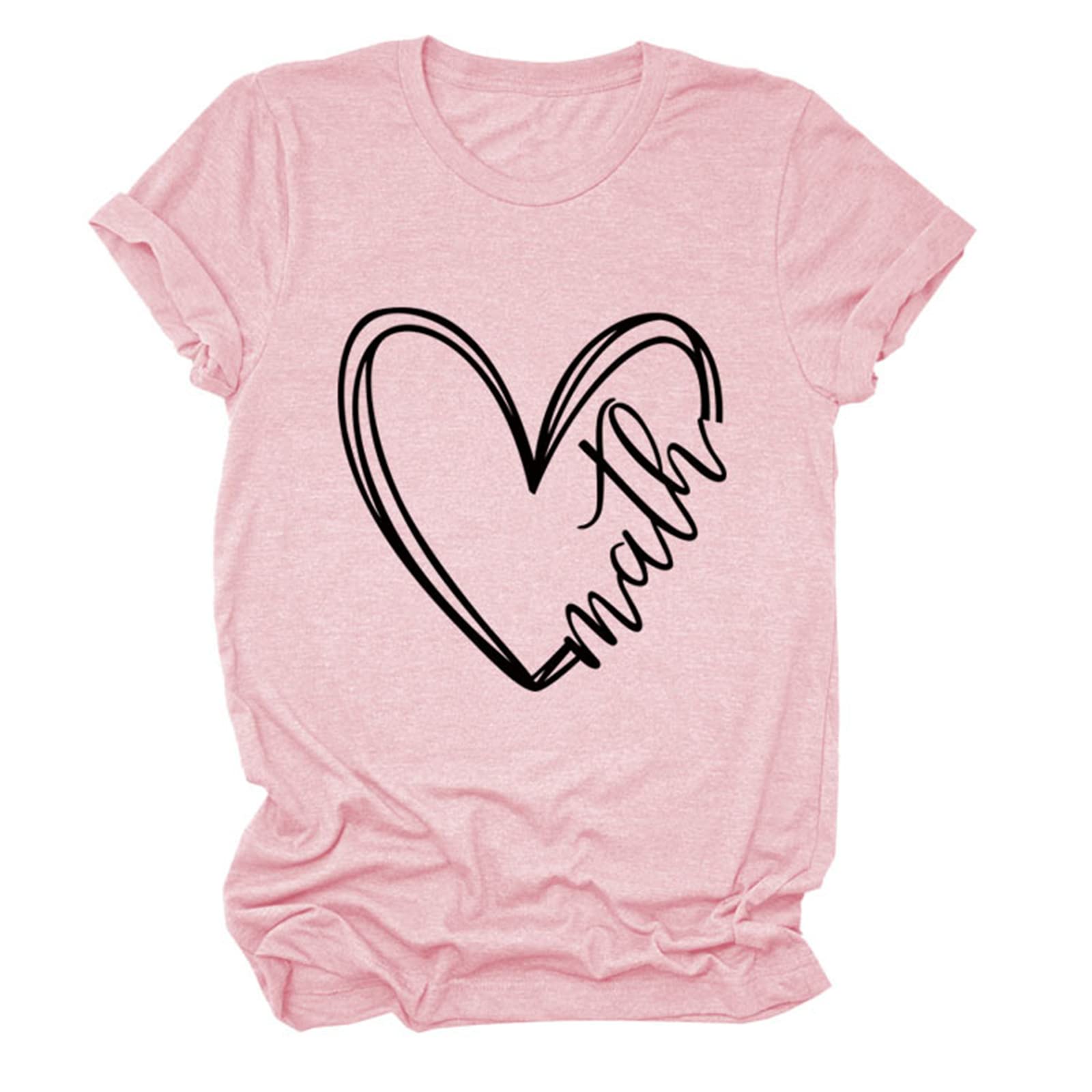 Women's Funny Love Math Letter Graphic T-Shirt Math Teacher Gifts Shirt Casual Short Sleeve Round Neck Tee Tops