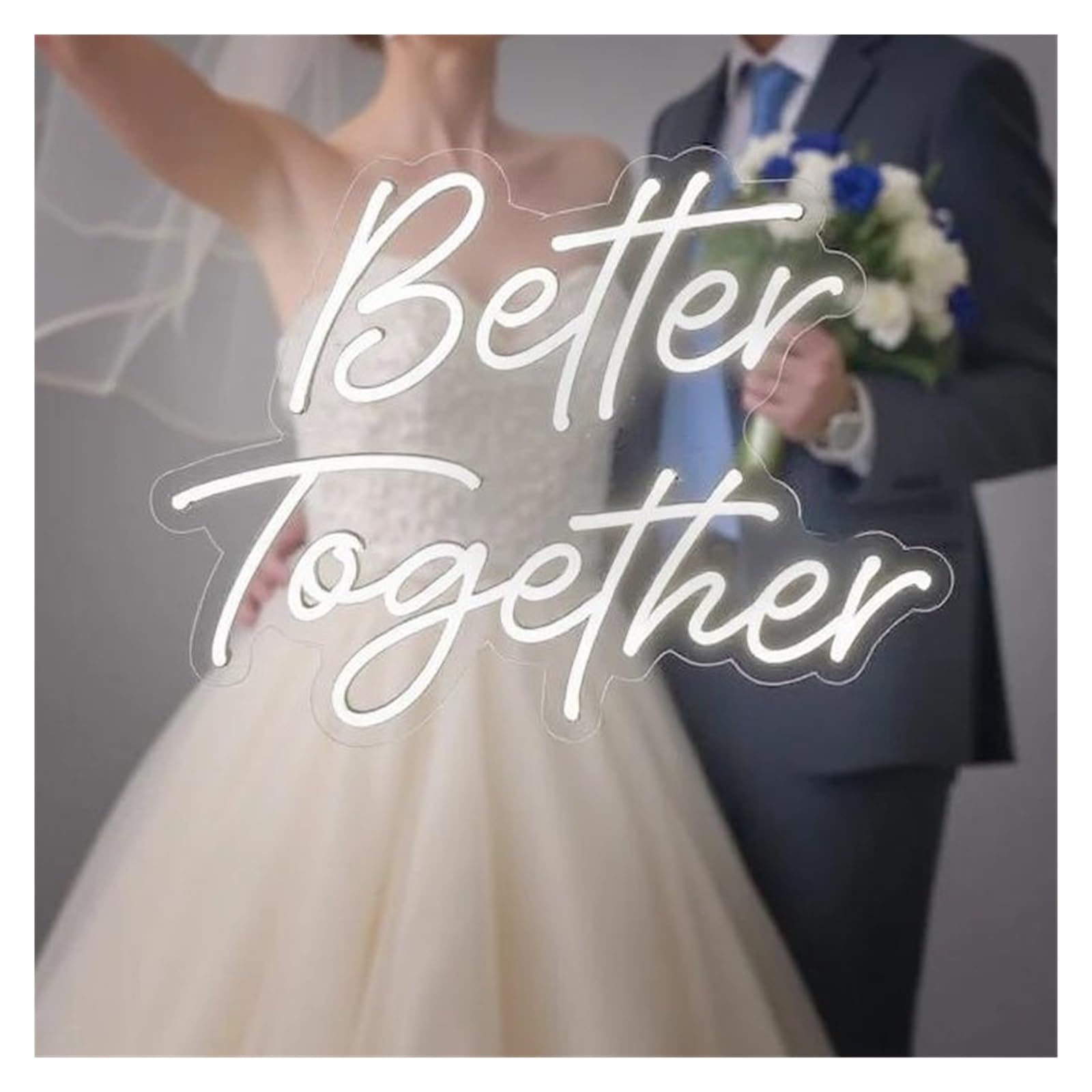 LEMST Sign Lamp Better Together Neon Sign for Wedding Anniversary Engagement Room Aesthetics Decor Dimmable USB Powered Light 40cmx29.8cm(B)