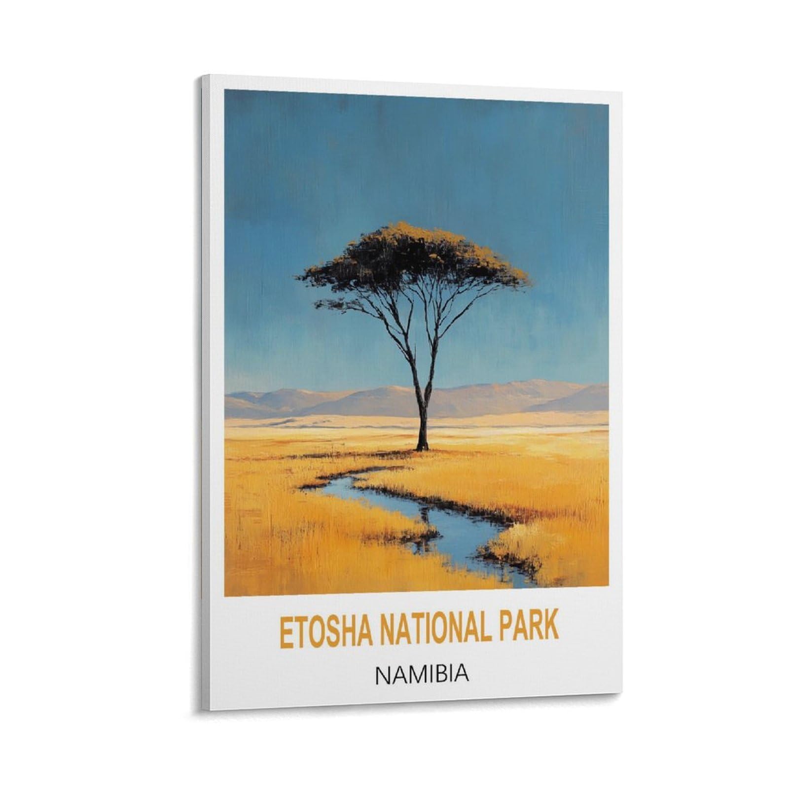 Nhgeqaa Frame-Style Etosha National Park Namibia Vintage Travel Posters 08X12inch(20X30cm) Canvas Wall Art Print Picture