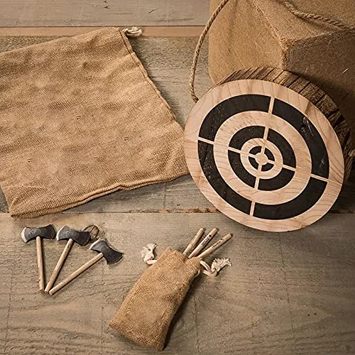 Mikilon Adults Wooden Axe Throwing Game, Dart Board Game Set for Friends Family Backyard Party Play, Include 9.84