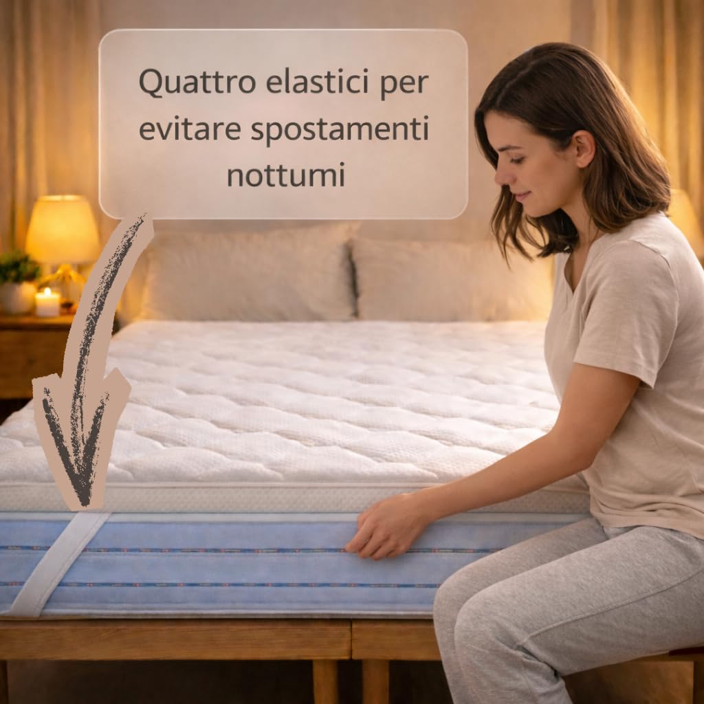 Topper Matrimoniale 7 cm con FIR e Micromolle + Memory Foam, Dispositivo Medico Made in Italy, Sfoderabile Lavabile 30°C, Anallergico Antiacaro, Coprimaterasso Matrimoniale (160x190)