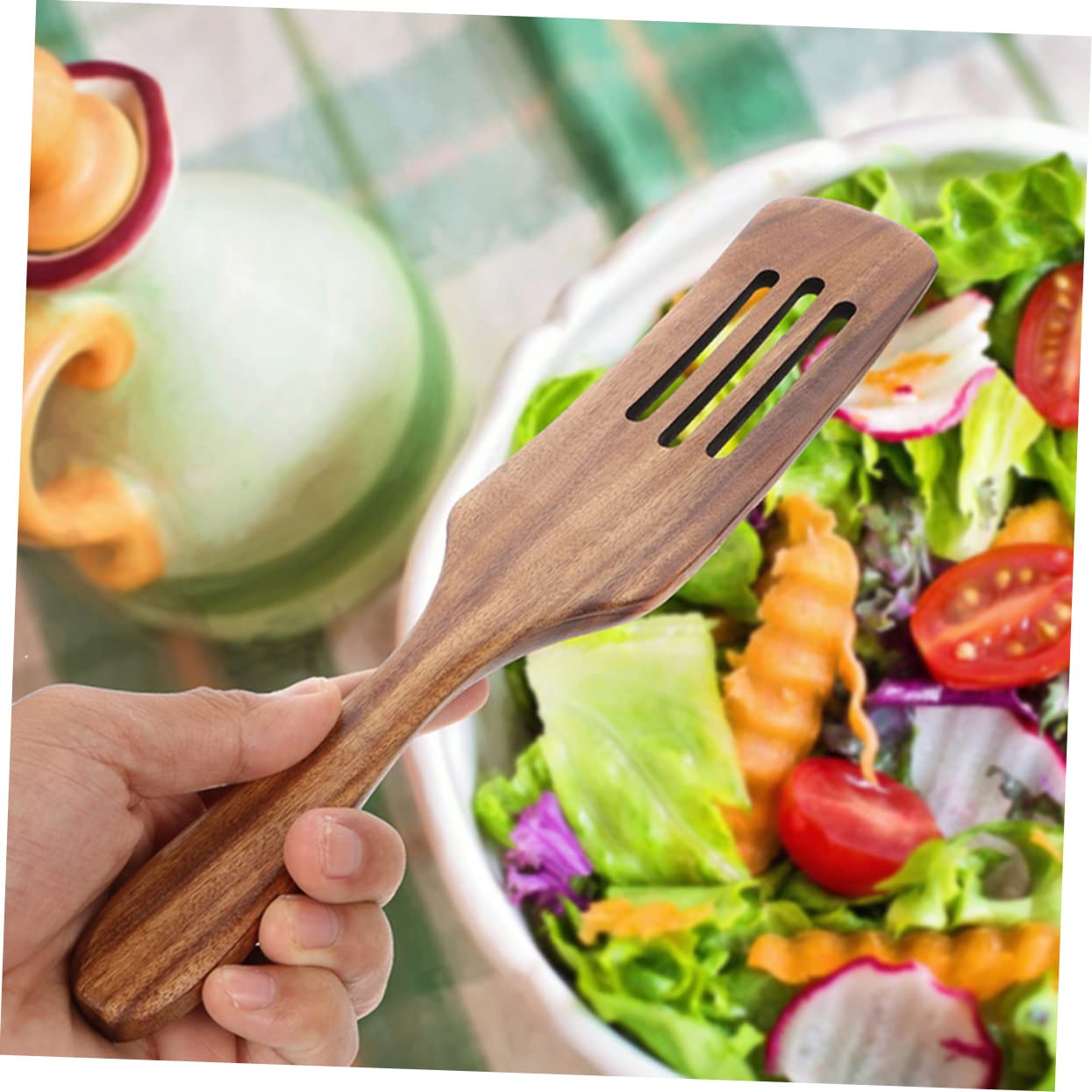 Amosfun 3 Set 2 Pezzi pala di legno kitchen attrezzi x tool tools environ termo spatola per burro spatole flipper tornitore per cucinare Stoviglie in legno utensili da cucina antiaderenti