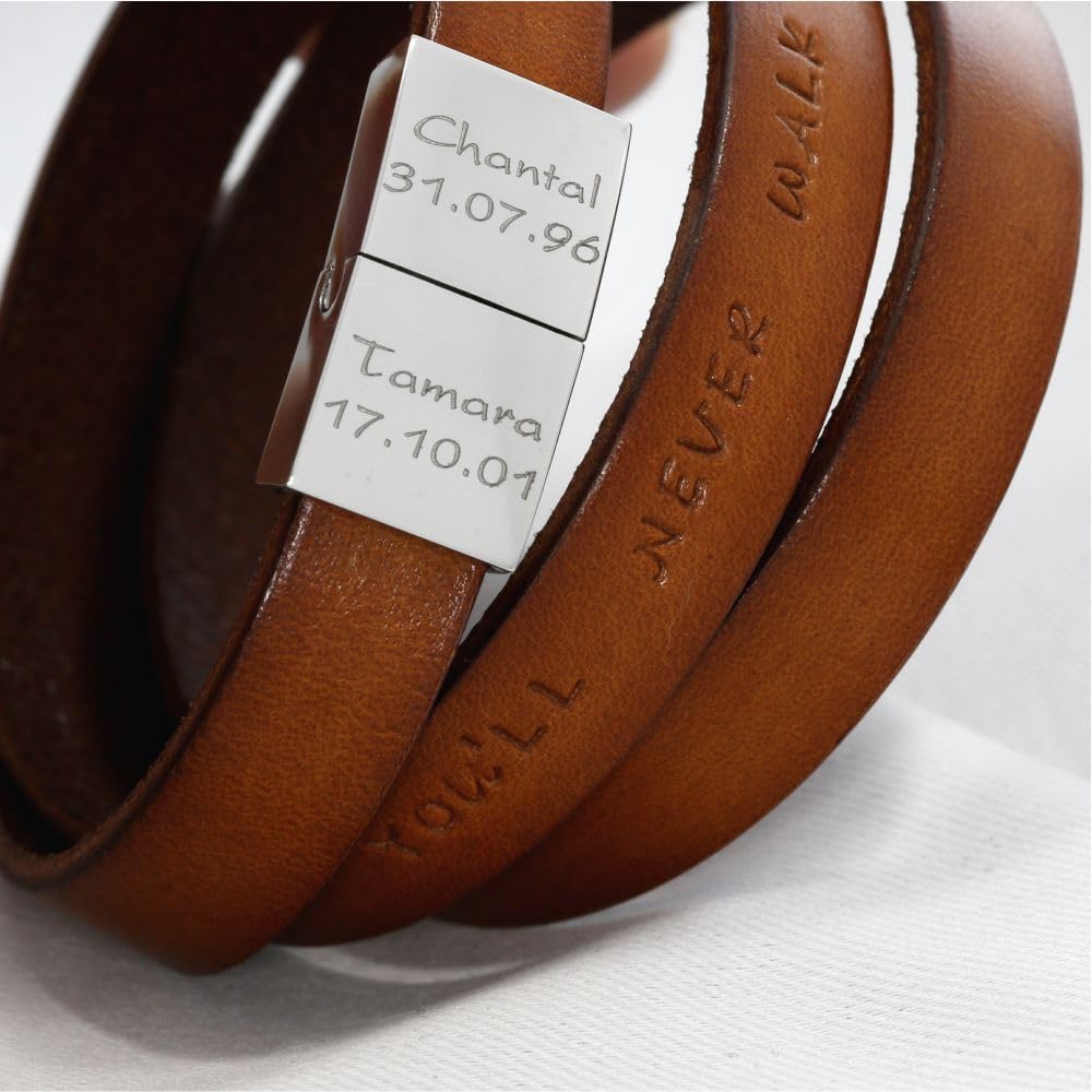 Herren Armband Gravur Leder braun Mann Lederarmband Koordinaten oder Spruch Armband mit Gravur Männer Herrenschmuck Männerschmuck | HANDMADE IN GERMANY