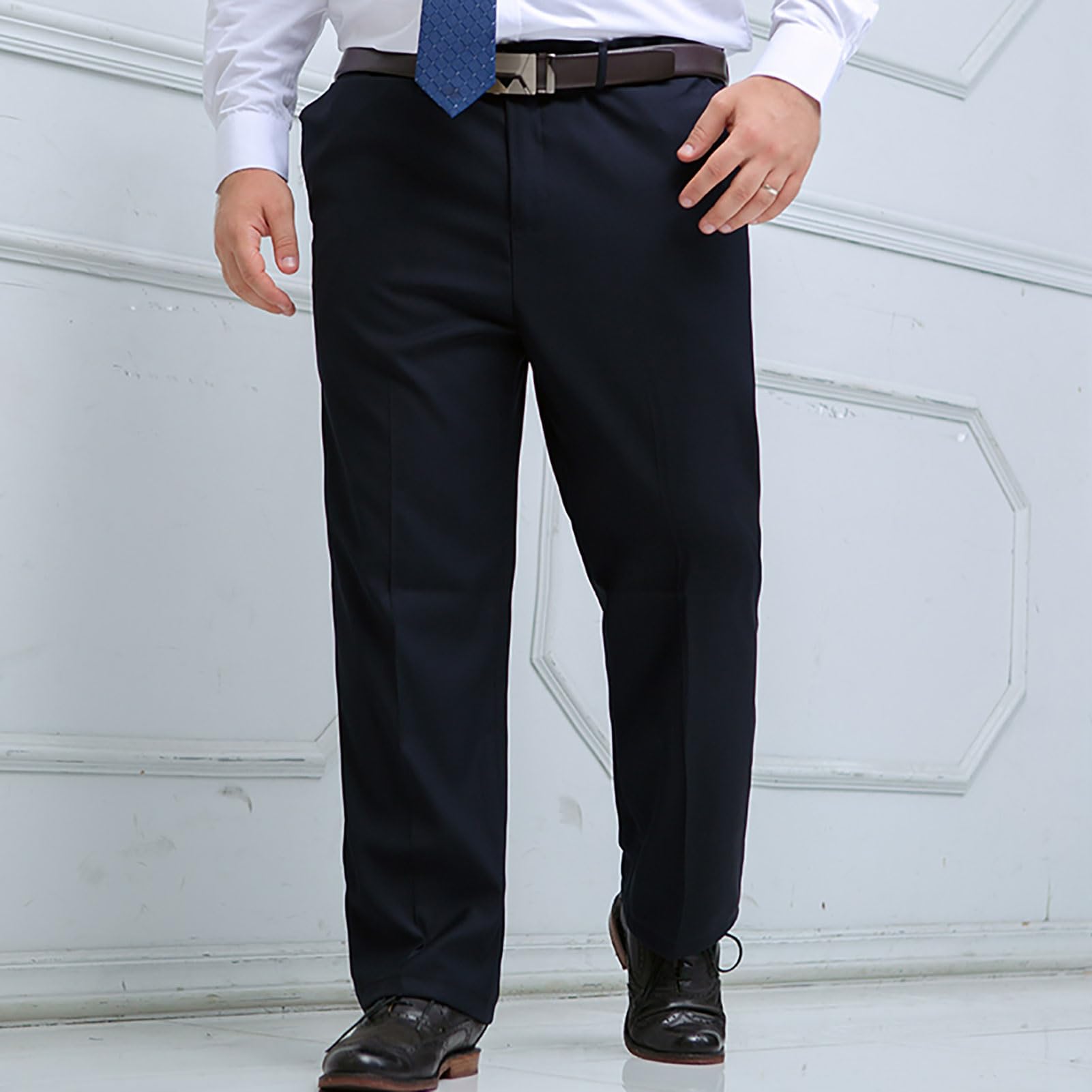Pantalones De Traje Para Hombre, Para Tallas Grandes Y Altas, Pantalones De Traje De Boda De Corte Clásico Y Corte Plat, Pantalones De Vestir Ligeros De Estilo Ejecutivo