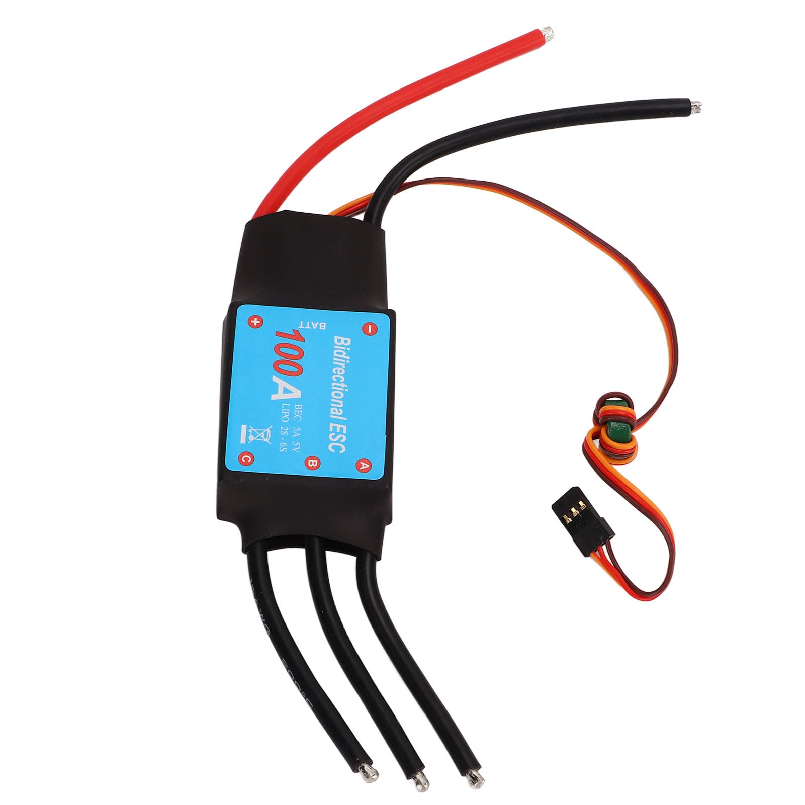 RC Boat 100A ESC bezszczotkowa czarna edycja z wyjściem 5 V 5 A BEC i funkcją automatycznego uczenia się do precyzyjnej kontroli łodzi RC, w tym wydajność śmigieł podwodnych