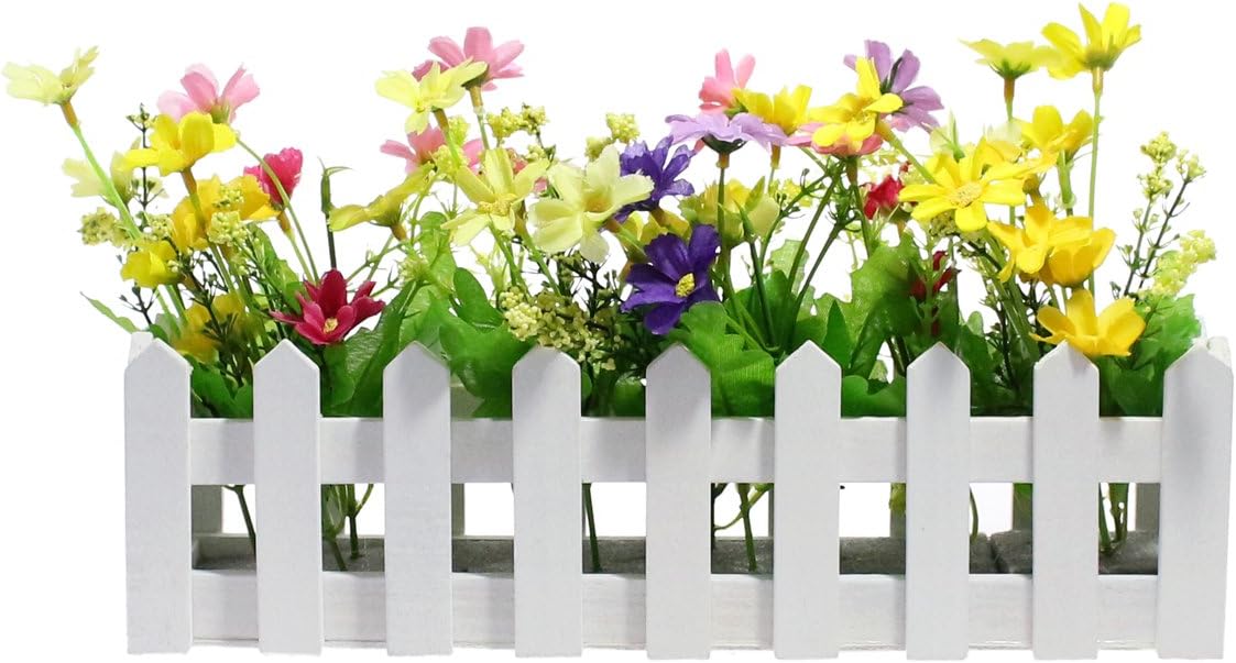 JustNile Decorative Wooden Picket Fence Window Box/Flower