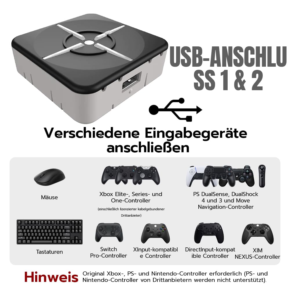 Mcbazel XIM Matrix Multi-Input Adapter Tastatur- und Maus-Anschluss Konverter für PS5,Xbox Series X/S,Xbox One, PS4, PC