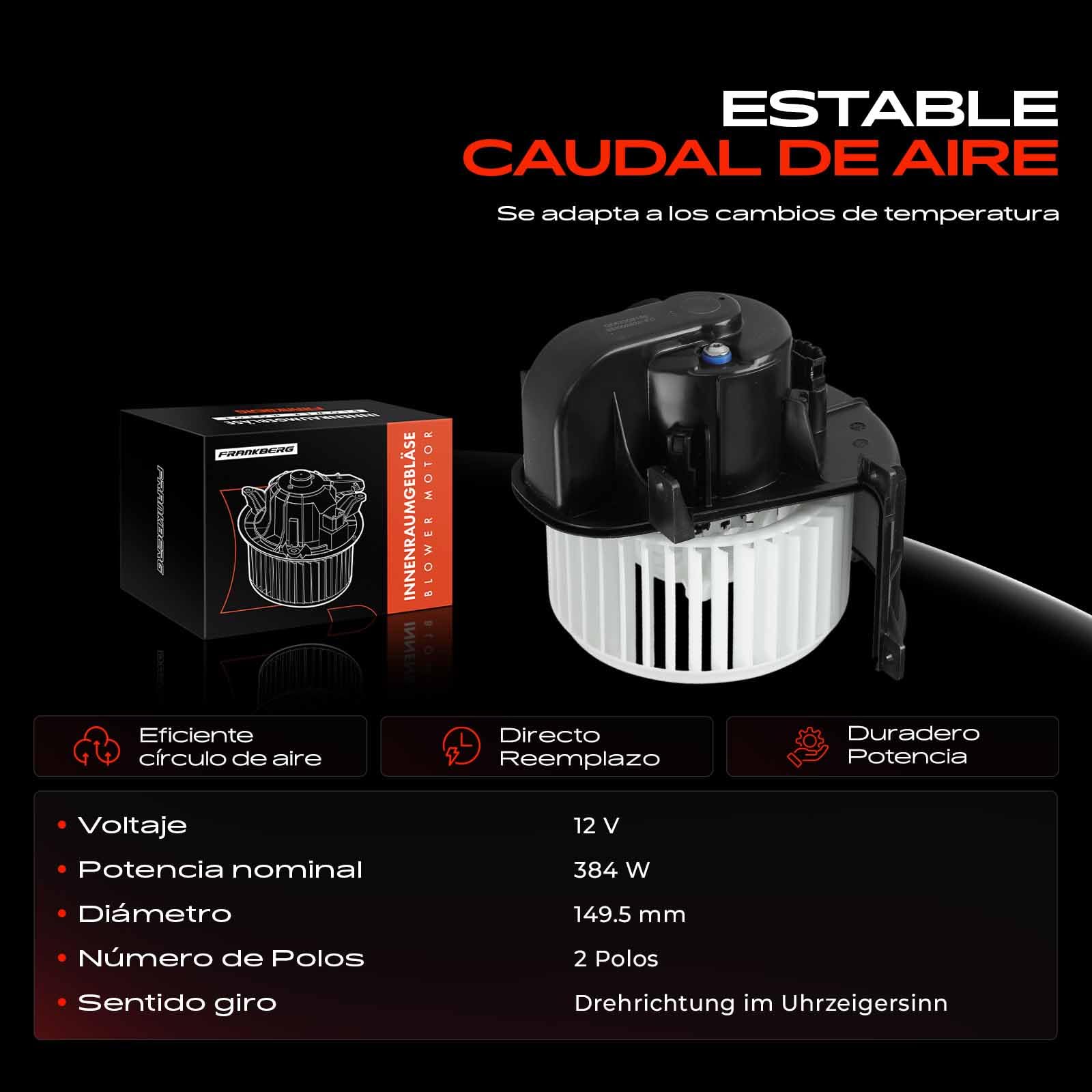 Frankberg Motor del ventilador del calefactor Compatible con T.o.u.a.r.e.g 7L6 7L7 7LA C.a.y.e.n.n.e 9PA Replace# 700262,7L0820021Q