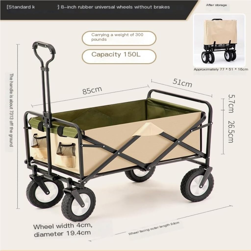 Chariot de plage pliable léger – Chariot utilitaire d'extérieur polyvalent pour le camping, les outils et l'équinte – Brouette portable pour la plage et le camping