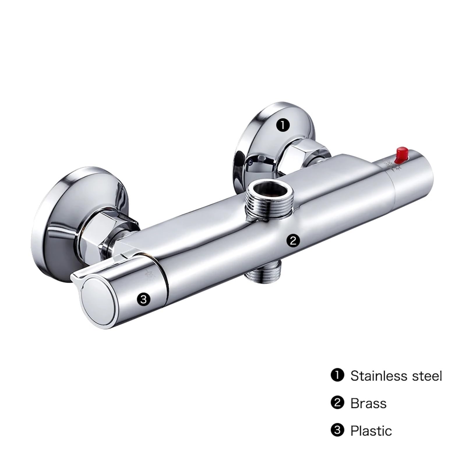 Grifo de ducha termostático for baño, mezclador pared, control temperatura, lluvia, cromado, doble salida Para Baños y Bañeras