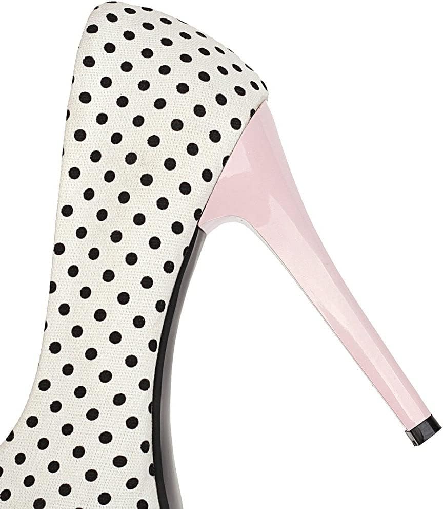 KOKOMOMO Womens Polka Dot High Heels Round Toe Platform Stiletto Pumps with Bows