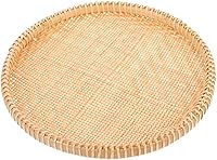 Veemoon 10-Inch Round Bamboo Woven Tray - Rustic Farmhouse Bread Basket for Fruit, Veggies, Snacks & Serving