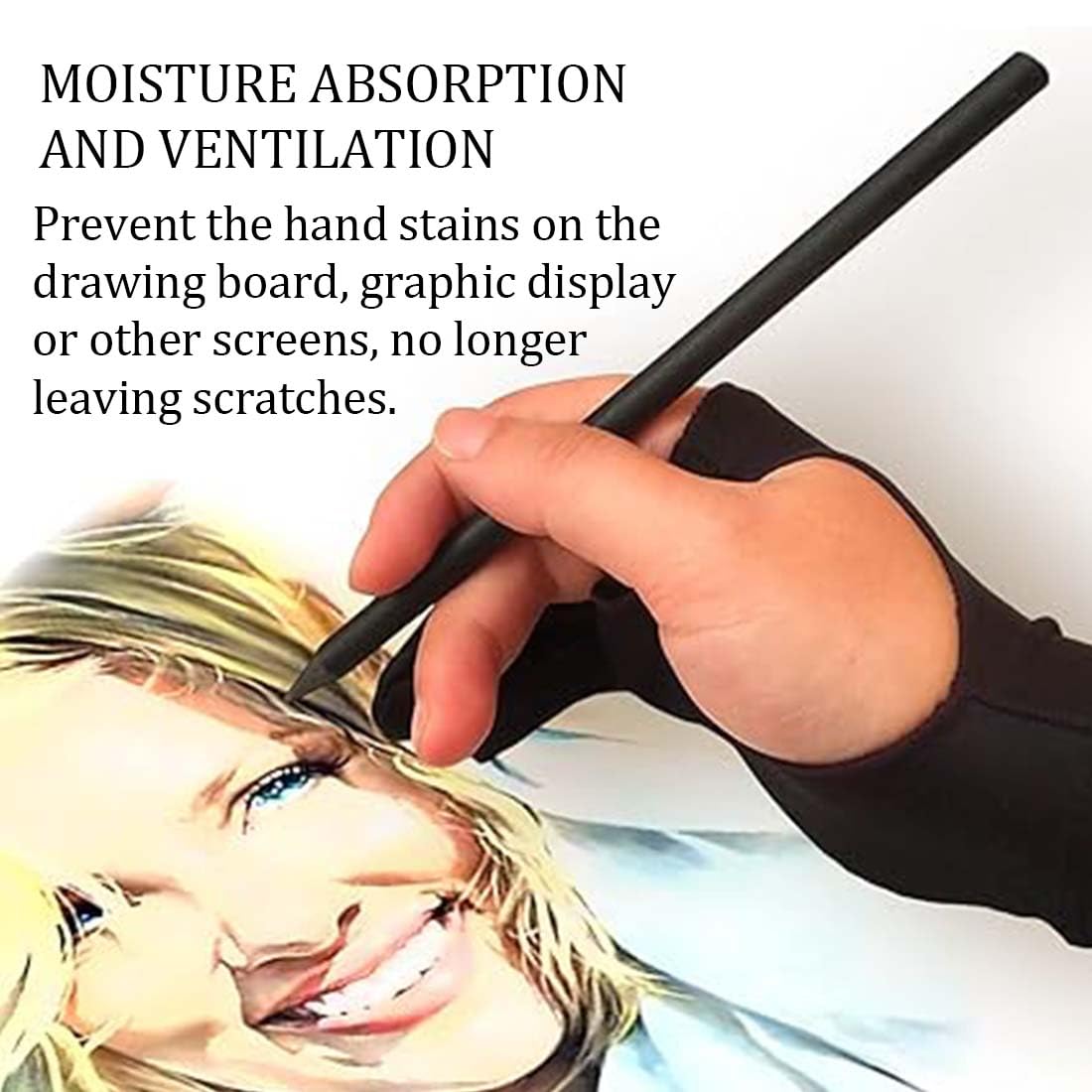 3 Pezzi Drawing Gloves For Graphic Tablets, Elastic Windproof Glove For Graphic Tablets, Pen, Monitor, Antifouling, Drawing, Elastic, Suitable For Right And Left Hand, For Digital Artists