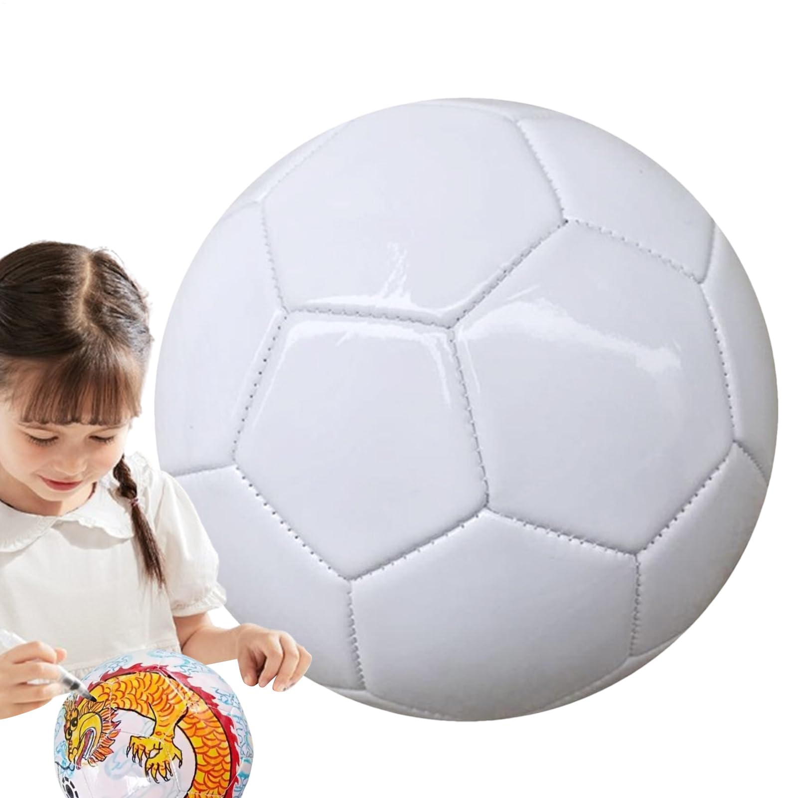 White Soccer Ball - Pure Signature Football, Blank Autograph Ball | Personalized Soccer Trophy Display Gift, Customizble White Football For Kids Adults Team Aniversary Birthday