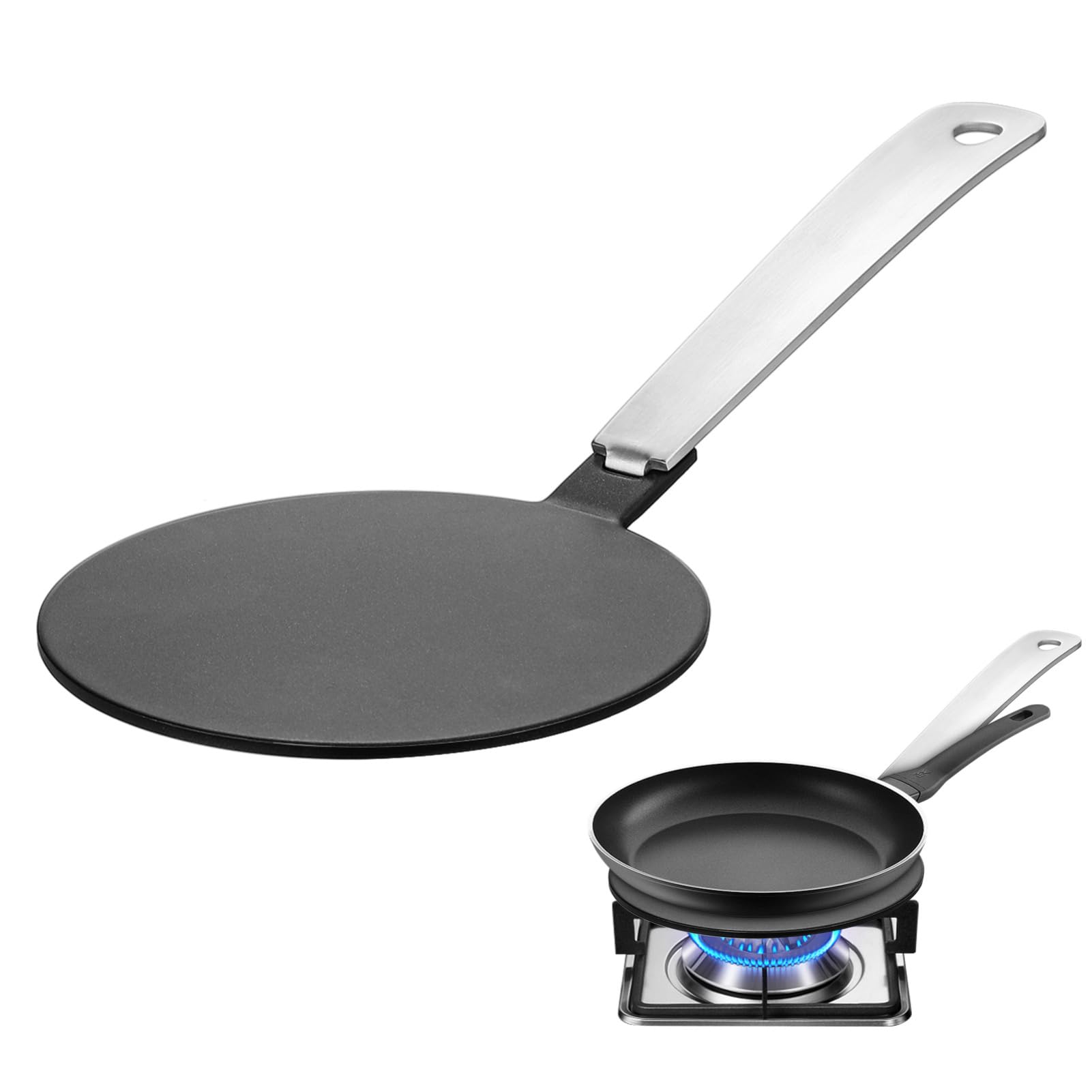 LABRIMP Placa Difusora de Calor Inoxidable para Cocina de Inducción Adaptador Multifuncional con Mango Compatible con Utensilios Alta Conductividad y