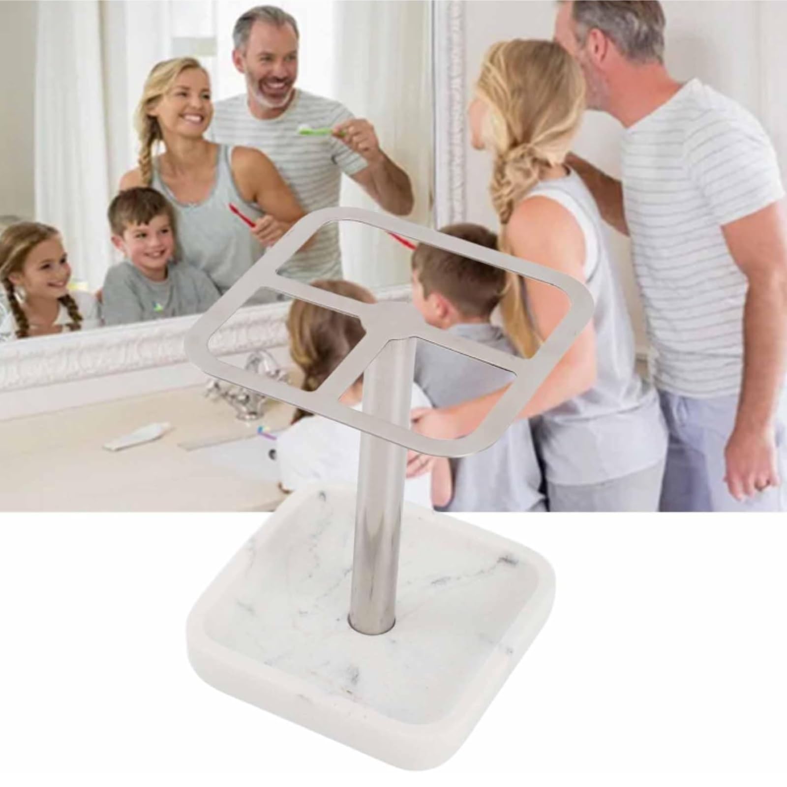 Bagno Porta Portaspazzolino in Acciaio Inossidabile Portaoggetti for Dentifricio da Bagno Spazzolino Accessori(Blue,Silver)