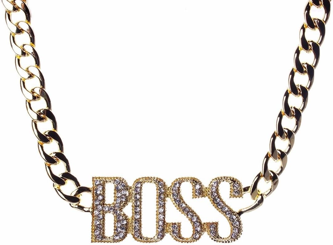 Rhinestone Boss Pendant gold chain Choker collar bib necklace Chain Gold Jewelry by Sassy Bee