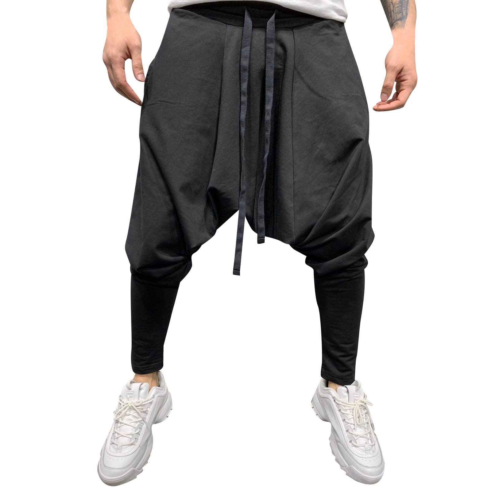 Hippie Pants Men Harem Baggy Boho Trouser Ninja Long Shorts Summer Wear Beach Yoga Toji Japanese Breathable Comfortable Bohemian Cotton Black