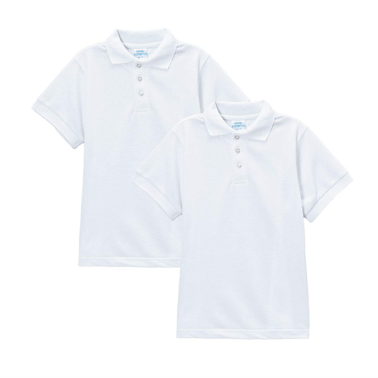 unik Boy's Premium Quality Pique Polo Uniform Shirt Short Sleeve White Sky Blue Navy Hunter Green Burgundy Black Red