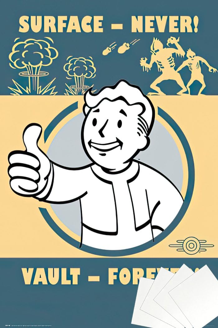 Fallout 4 - Gaming Poster/Print (Vault-Tec/Vault Boy - Surface - Never, Vault - Forever) (Size 24" x 36") (Poster & Poster Strip Set)