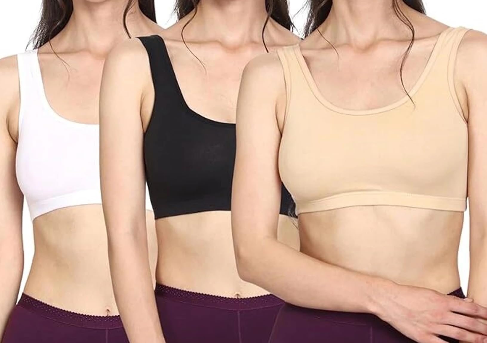 Women’s Air Bra Pack of 3 (Black, Skin & White) | Soft & Breathable Fabric | Wireless Comfort Fit | Stretchable Everyday Wear | Seamless Support for All-Day Comfort(28to34)-image-46