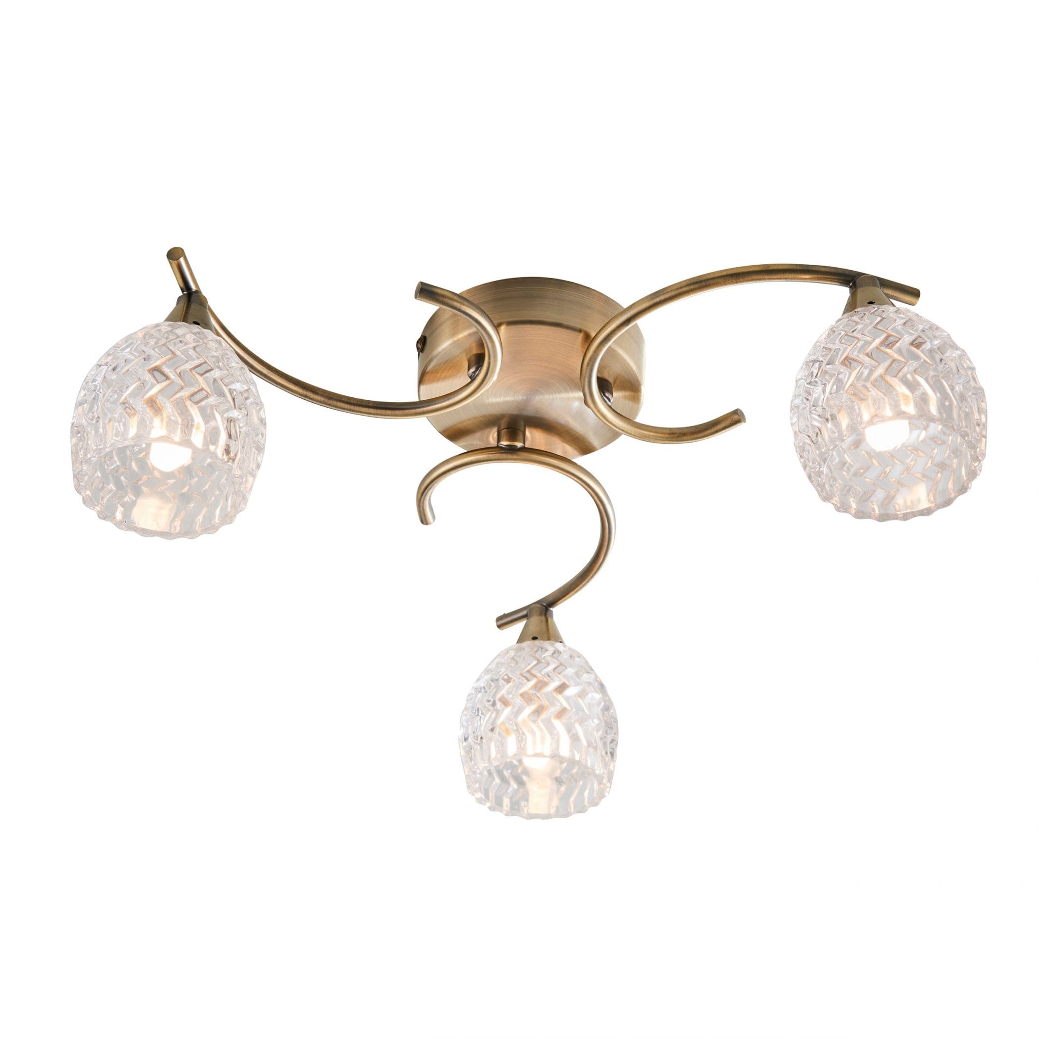 Endon Gold 3 Light Semi Flush Light Finish: Antique Brass