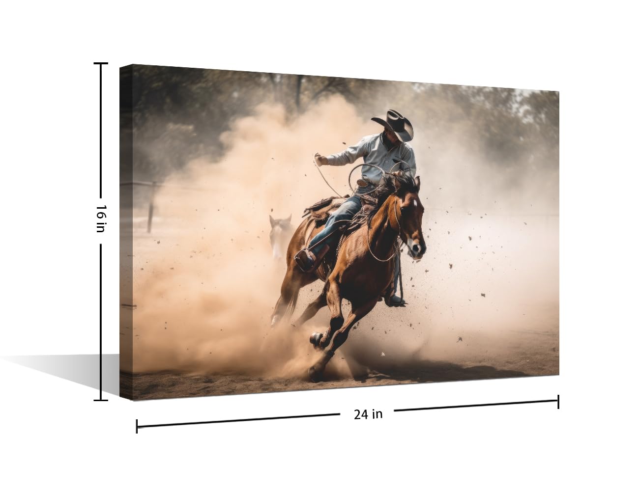 Wall Art for Living Room 1 Panel Man in a Cowboy Hat Riding a Horse Pictures Print on Canvas for Living Room Bedroom Decorations Wooden Framed Gallery-Wrapped Ready to Hang - Image 2